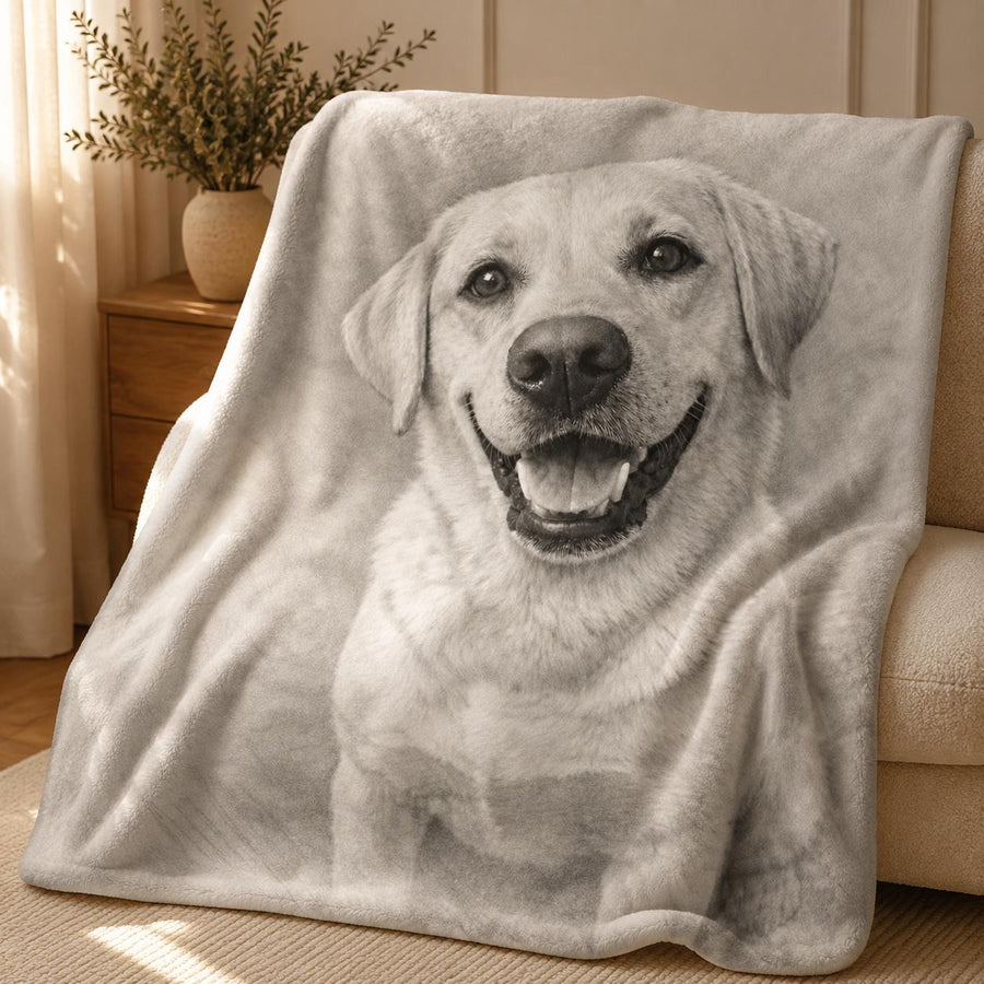 Custom Pet Portrait Sherpa Fleece Blanket