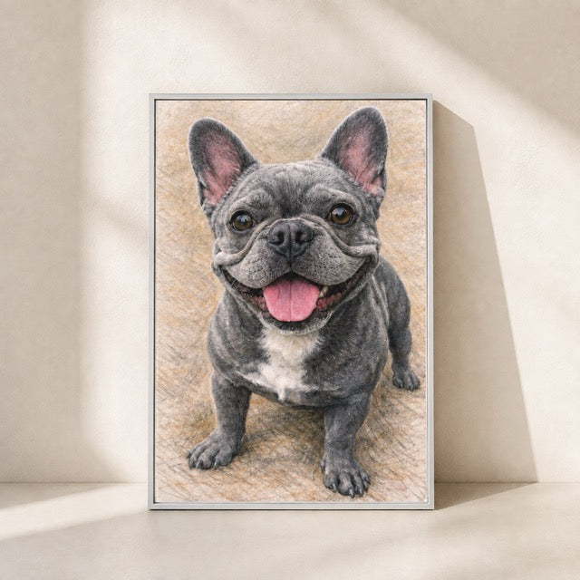 French Bulldog · Framed Canvas finished portrait